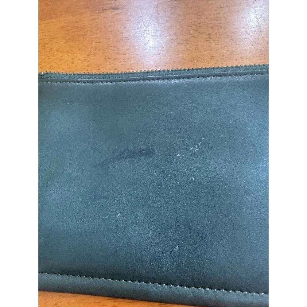 Vintage Coach Skinny Case Olive Green Leather, Cloth Striped Lining 7170 - Picture 2 of 8